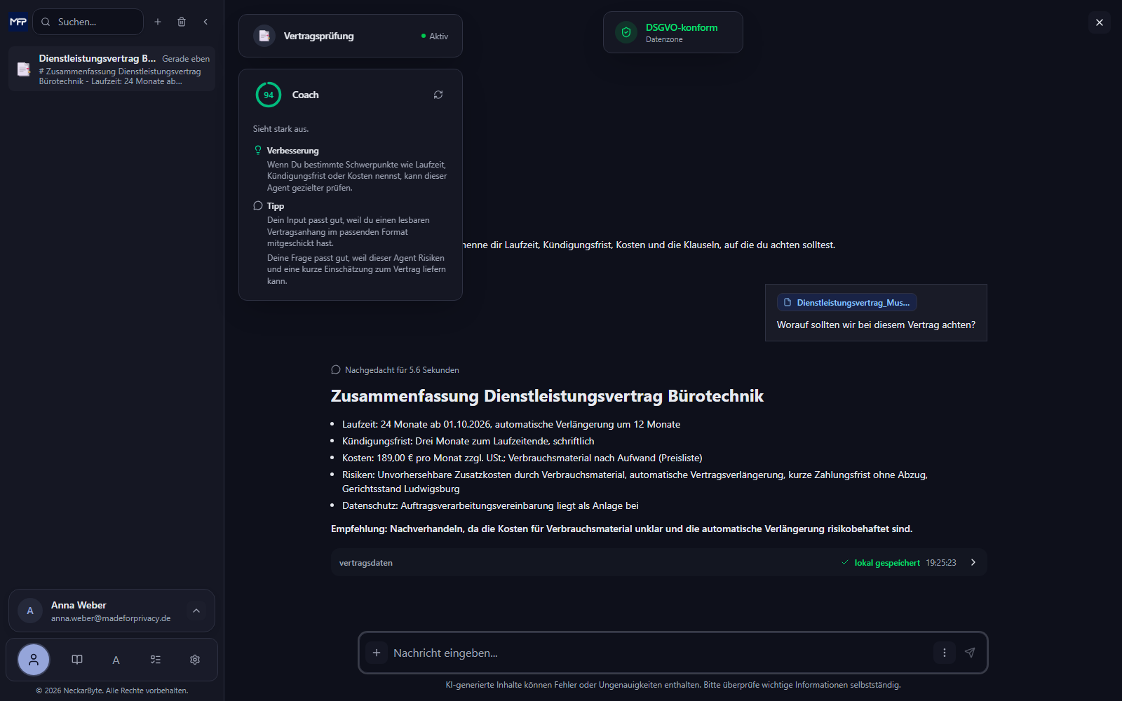 Derselbe Client im dunklen Design